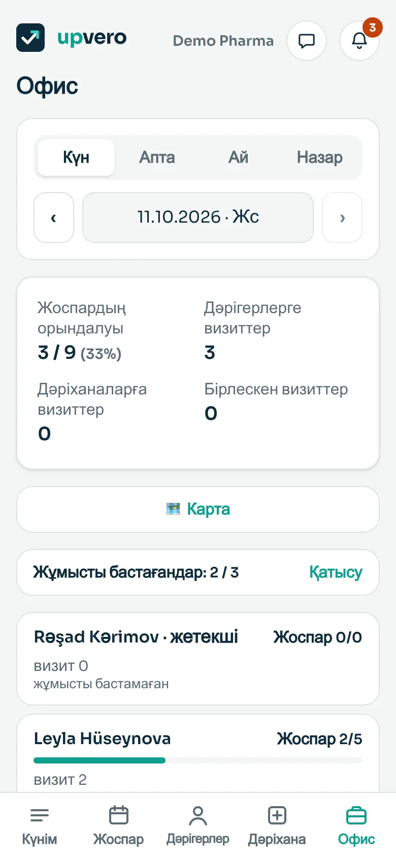 Офис: жетекшіге арналған команда көрінісі