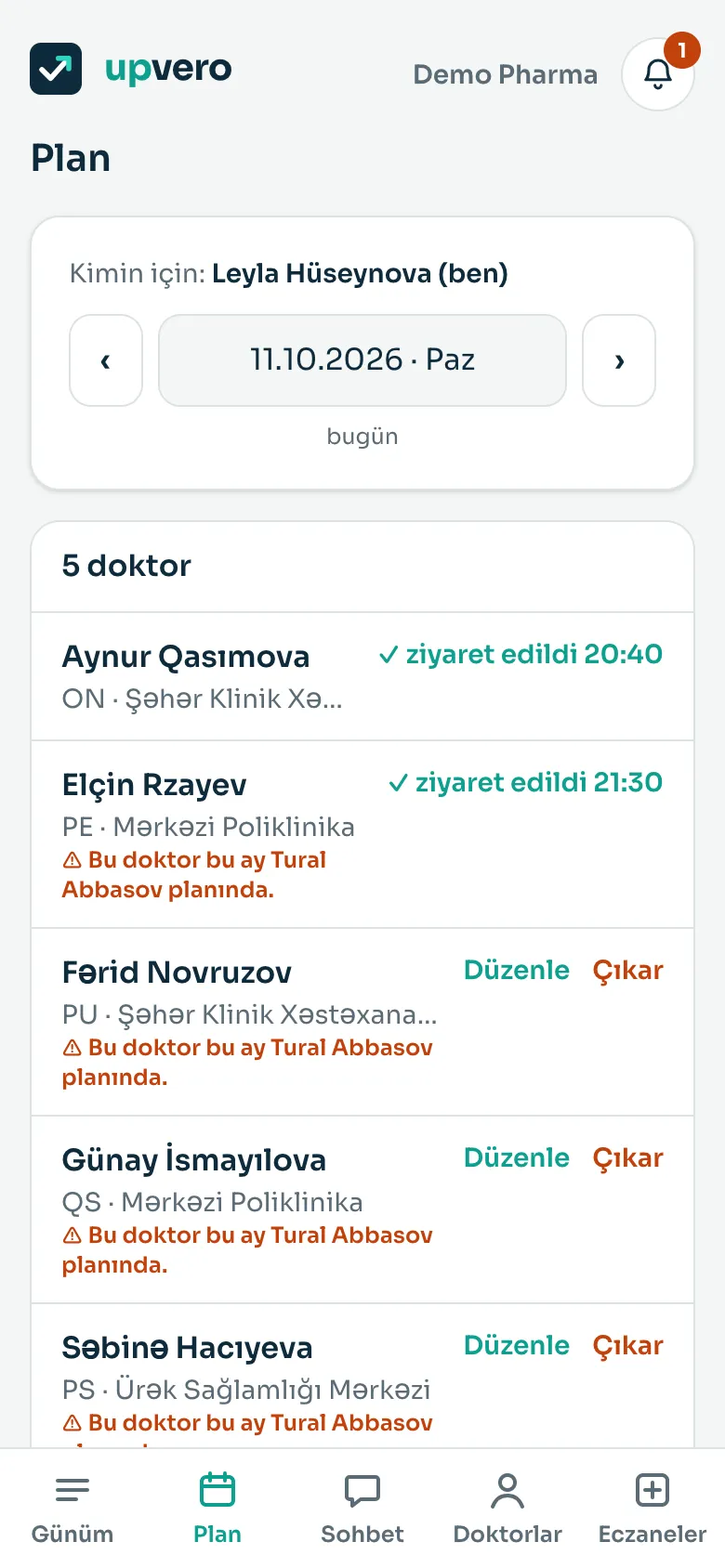 Plan: doktorlar ve akıllı öneriler